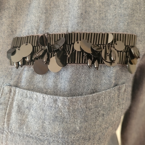 J. Crew Sequin Pocket Chambray Button Down Shirt Size 2 - Picture 3 of 6